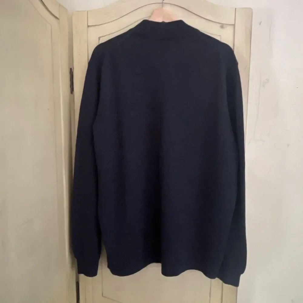 Brooks Brothers 346 Sweater Men XL Navy Blue Pullover 100% Italian Merino Wool
